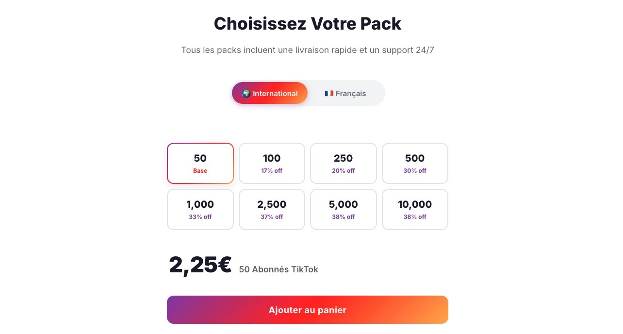 TikTok follower packages on Followers-Lab